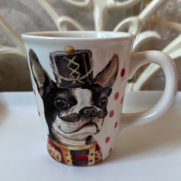 Magenta Other - Whimsical design of a dog with a mustache and hat ceramic mug
